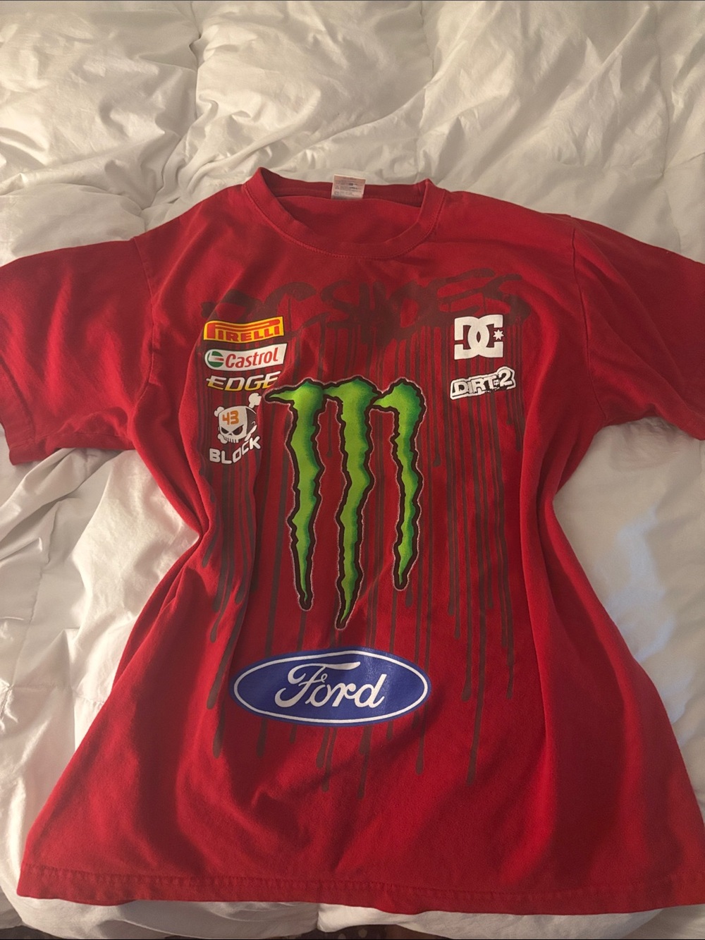 Monster Energy x Ford Red x DC shoes Logo Tee - RARE